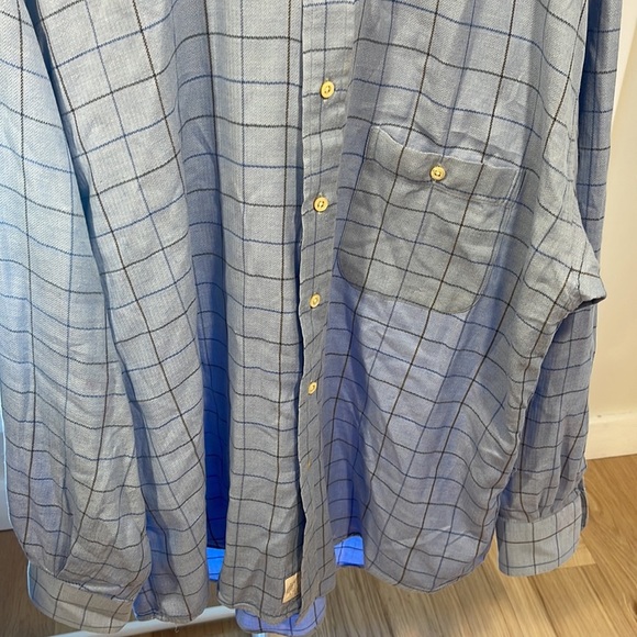 Burberry - M Cashmere Blend Blue Square Design, Size Large - Picture 3 of 7